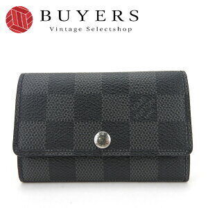 Louis Vuitton Damier Graphite Black Key Case Wallet Multicle leather